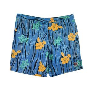 Chaps RL Tropical Swim Trunks Blue Floral With Mesh Lining- Men’s L